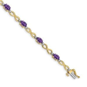 Kazi Luxury 14k Amethyst and Diamond Infinity Bracelet